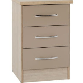 Oyster Gloss 3 Drawer Bedside