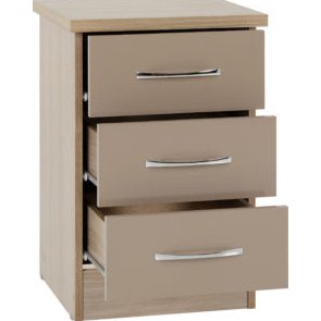 Oyster Gloss 3 Drawer Bedside