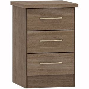 Oak 3 Drawer Bedside