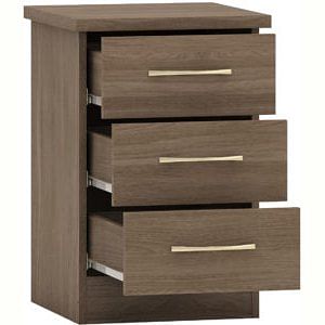 Oak 3 Drawer Bedside