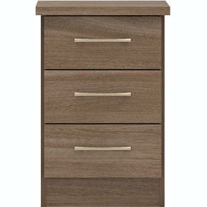 Oak 3 Drawer Bedside