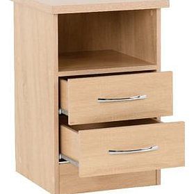 Oak 2 Drawer Bedside