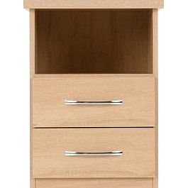 Oak 2 Drawer Bedside