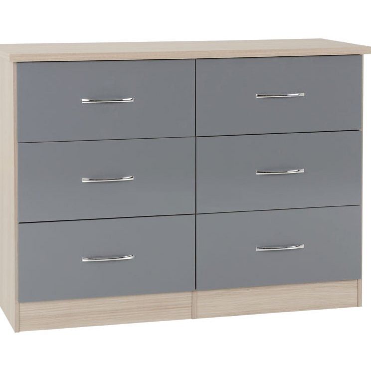 Nevada Grey Gloss 6 Drawer Chest