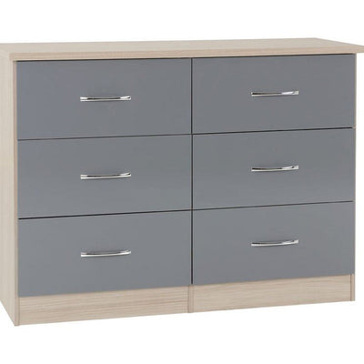 Nevada Grey Gloss 6 Drawer Chest