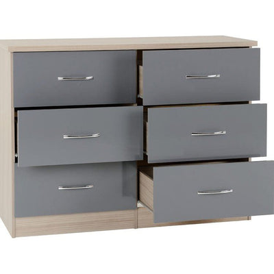 Nevada Grey Gloss 6 Drawer Chest