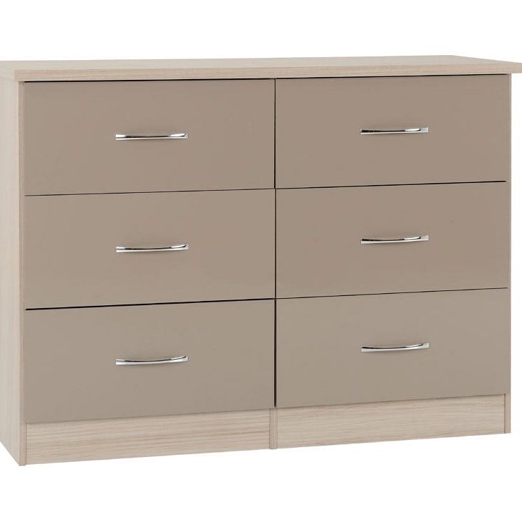 Nevada Oyster Gloss 6 Drawer Chest