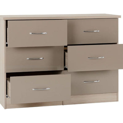 Nevada Oyster Gloss 6 Drawer Chest