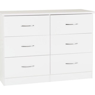 Nevada White Gloss 6 Drawer Chest