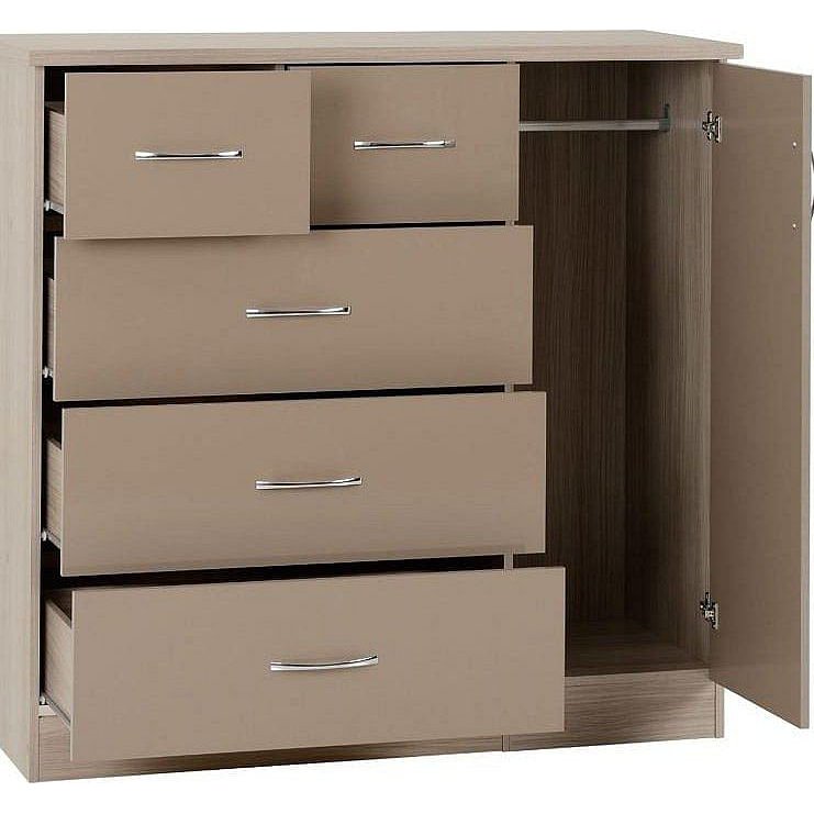 Nevada 5 Drawer Oyster Low Wardrobe