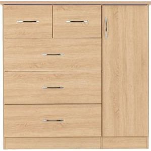 Oak 5 Drawer Low Wardrobe