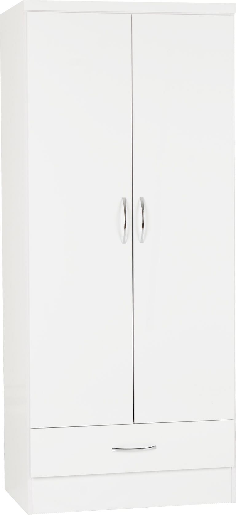 Nevada White Gloss 2 Door Wardrobe