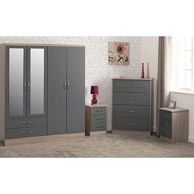 Nevada Large Grey Gloss 4 Piece Bedroom Set