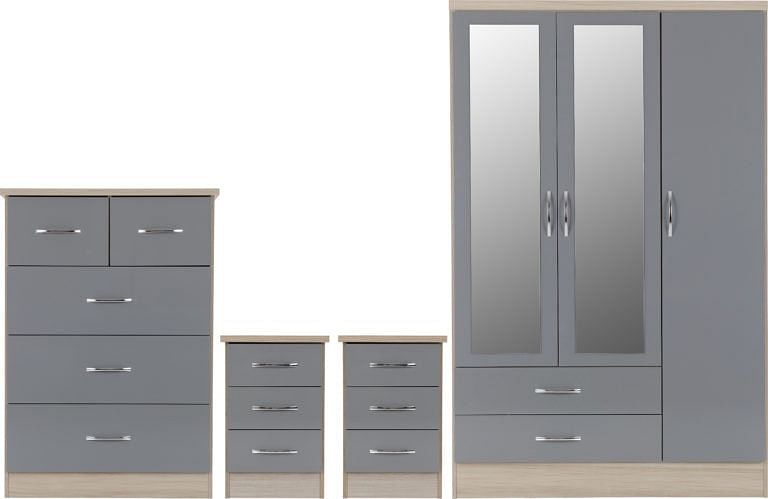 Grey Gloss 4 Piece Bedroom Set