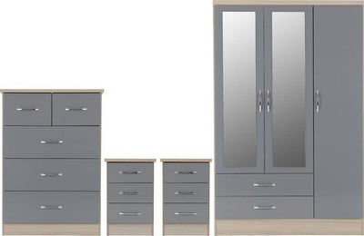 Grey Gloss 4 Piece Bedroom Set