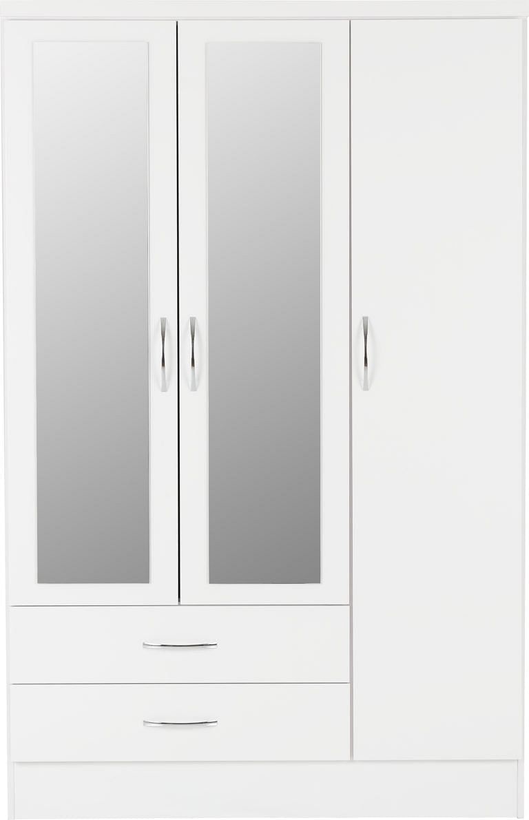 Nevada White Gloss Mirrored 3 Door Wardrobe