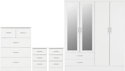 Nevada White Gloss 4 Piece Bedroom Set