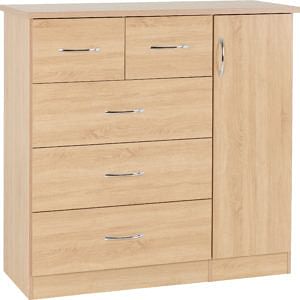 Oak 5 Drawer Low Wardrobe