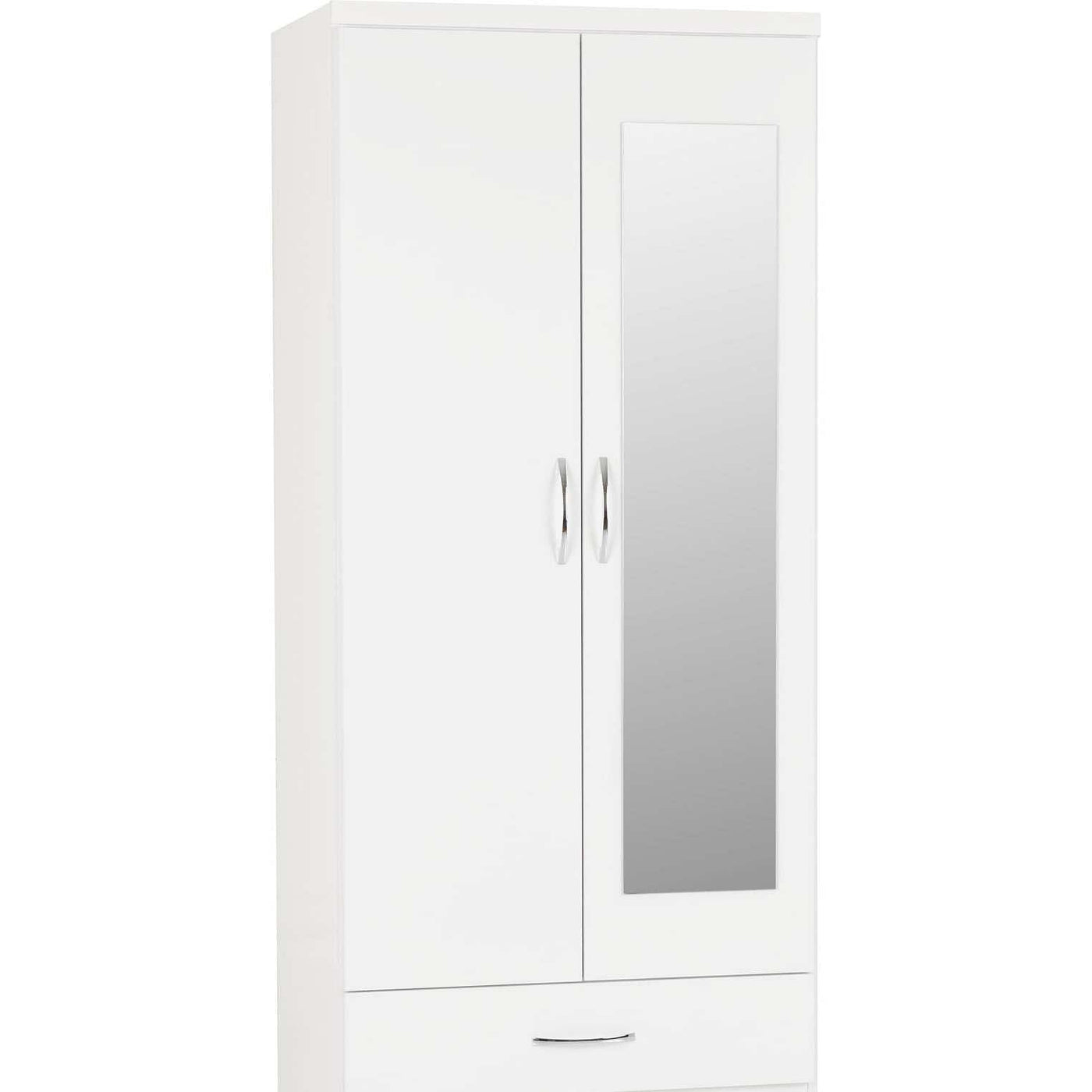 Nevada White Gloss 2 Door Mirrored Wardrobe