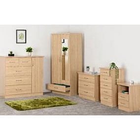 Oak 5 Drawer Low Wardrobe