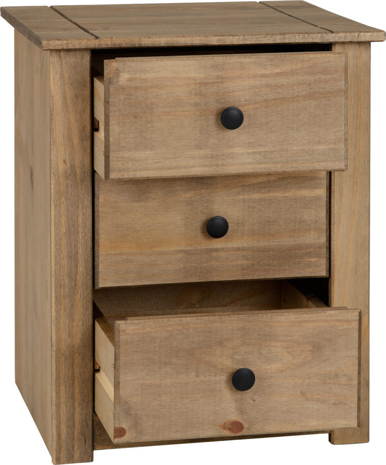 Panama 3 Drawer Bedside