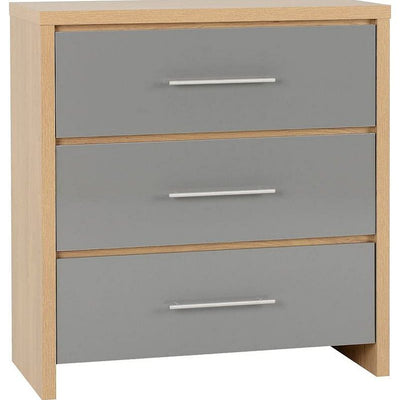 Seville 3 Drawer Gloss Grey Chest