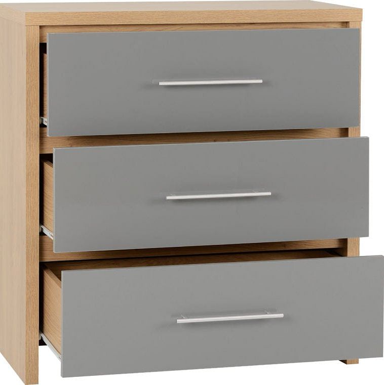 Seville 3 Drawer Gloss Grey Chest