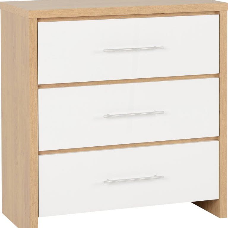 Seville 3 Drawer Gloss White Chest