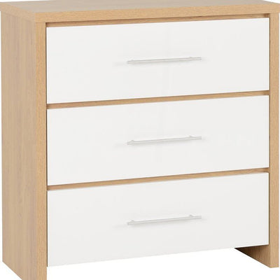 Seville 3 Drawer Gloss White Chest