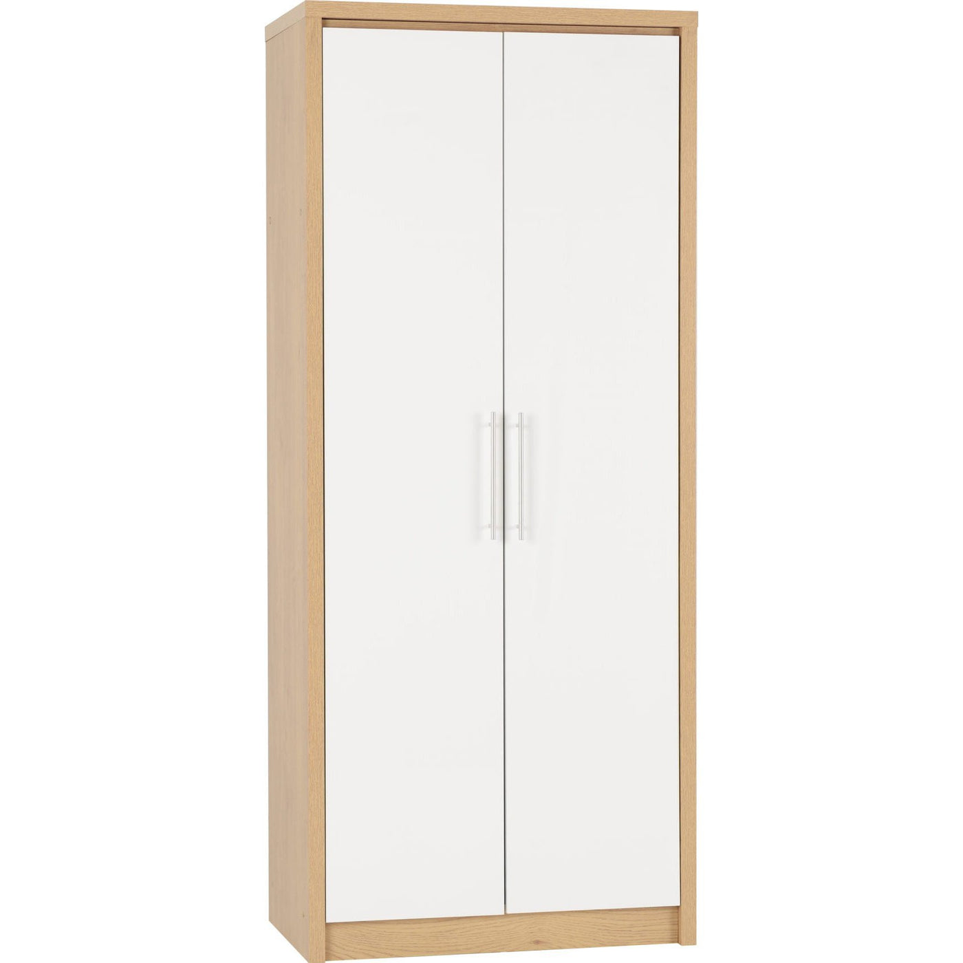 Seville White Gloss and Oak Wardrobe