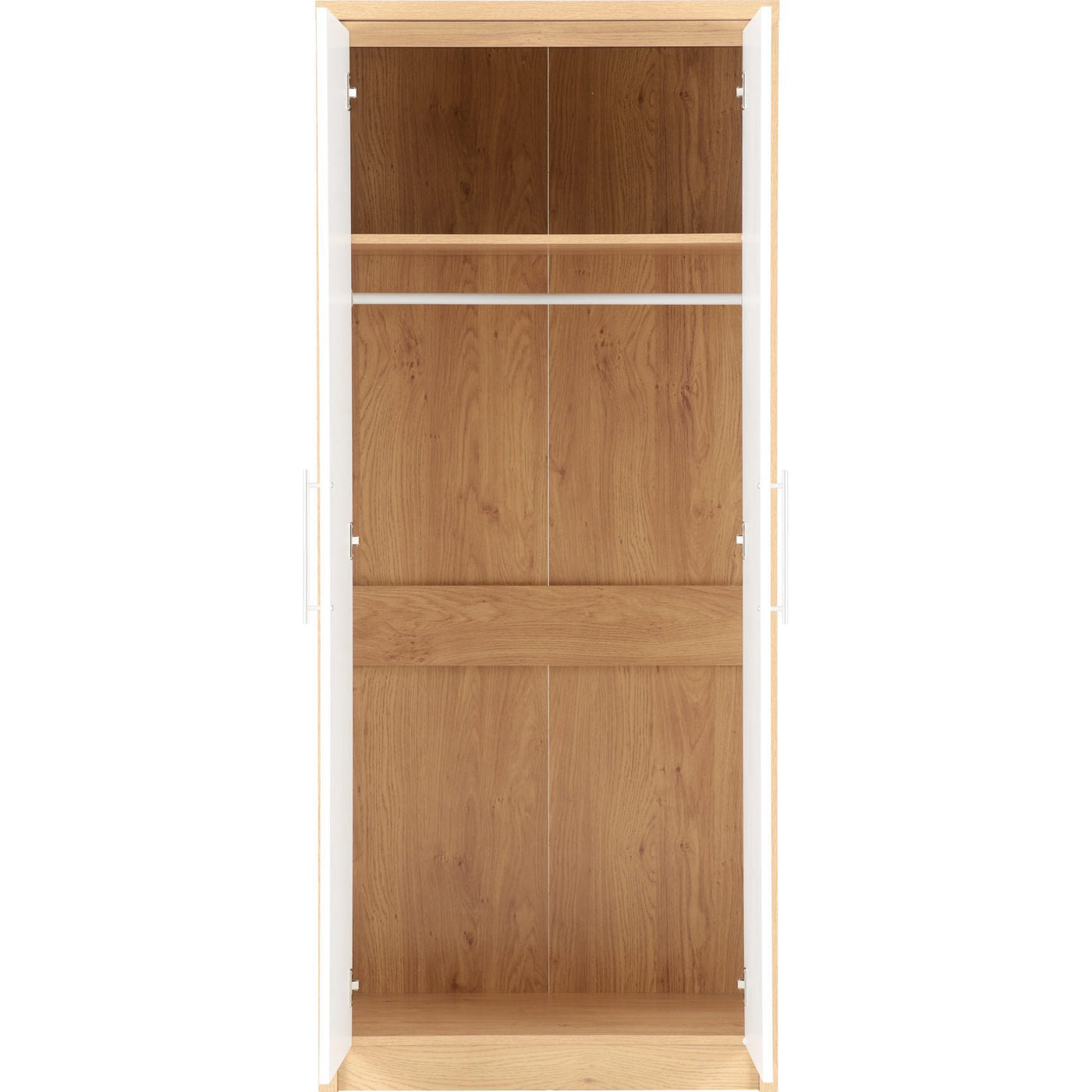 Seville White Gloss and Oak Wardrobe