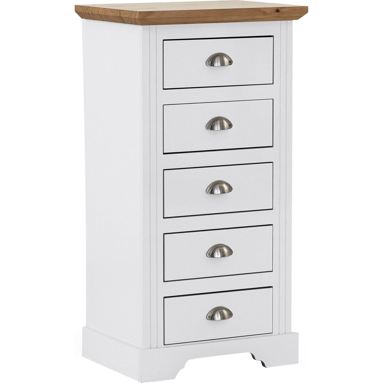 Toledo Narrow 5 Drawer Chest White & Oak