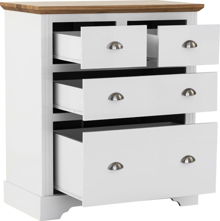 Toledo 2+2 Drawer Chest White & Oak