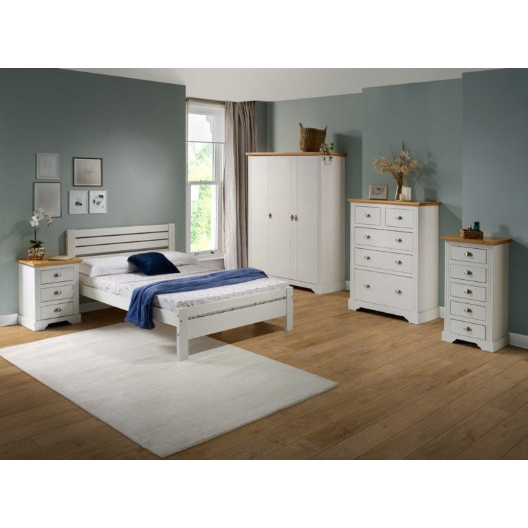 Toledo Narrow 5 Drawer Chest White & Oak