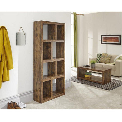 Akarta Tall Shelving Unit in mango effect with open shelving compartments 