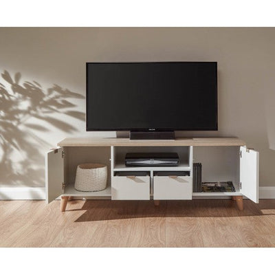 LARGE TV UNIT WHITE/OAK