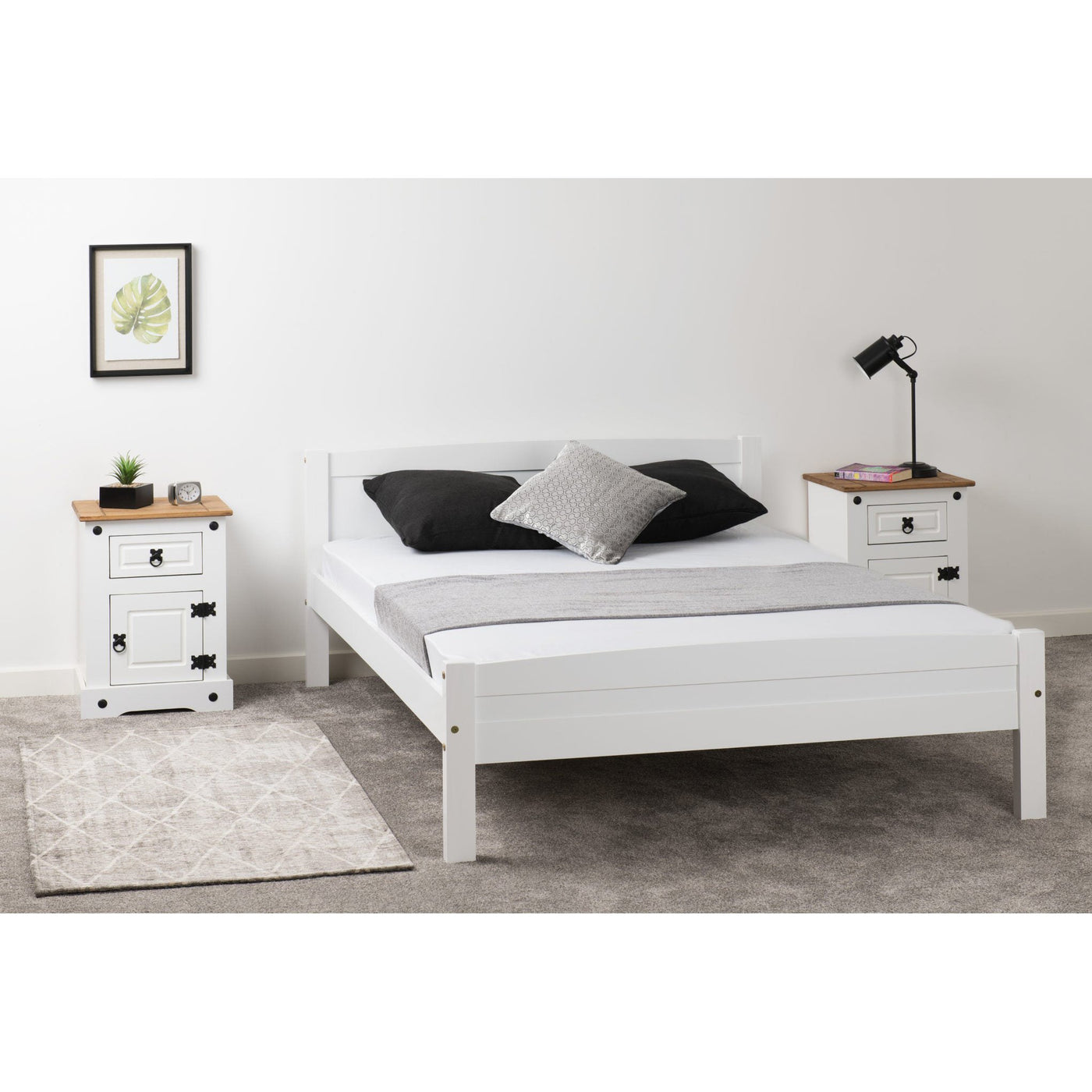 Amber White Wood Bed Frame