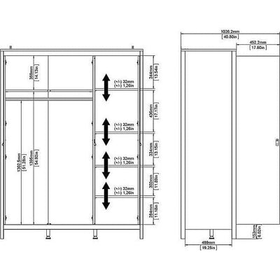 Barcelona Black 3 Door Wardrobe