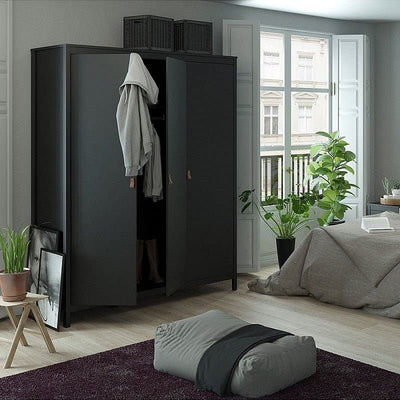 Barcelona Black 3 Door Wardrobe