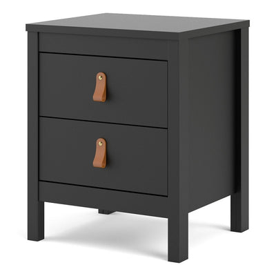 Black 2 Drawer Bedside