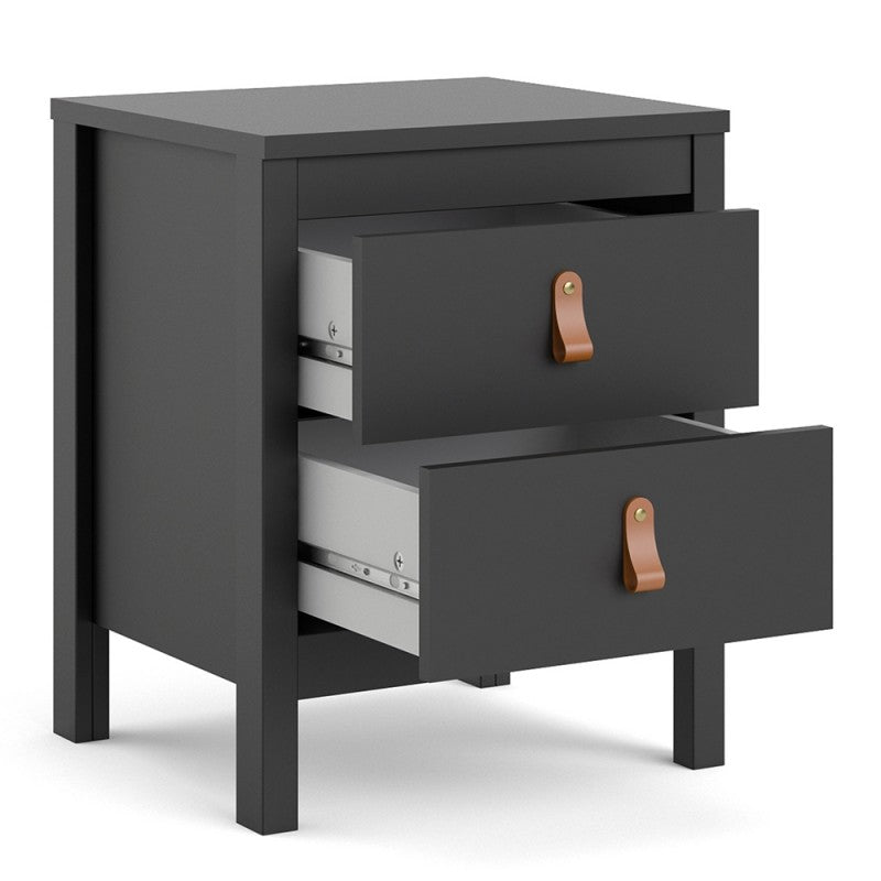 Black 2 Drawer Bedside