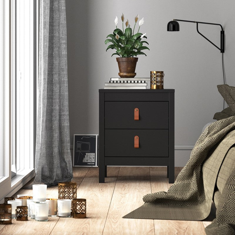 Black 2 Drawer Bedside