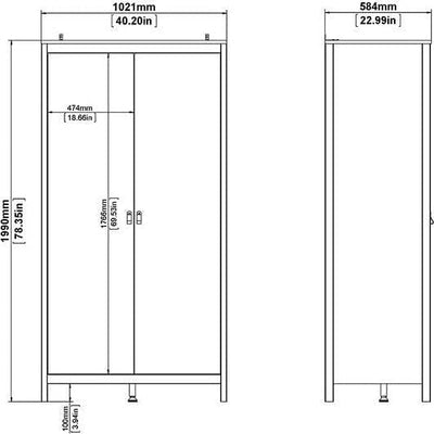 Barcelona White 2 Door Wardrobe