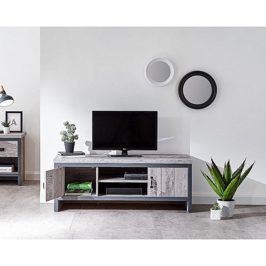 Boston Grey Large TV Unit with shelving and cupboards