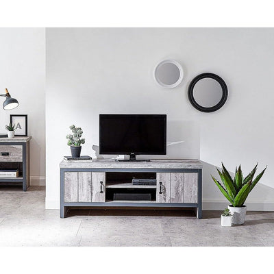 Boston Grey Large TV Unit with shelving and cupboards