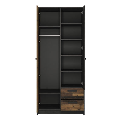 Brooklyn 2 Door Wardrobe Walnut and Dark Matera Grey