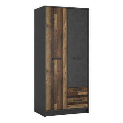 Brooklyn 2 Door Wardrobe Walnut and Dark Matera Grey