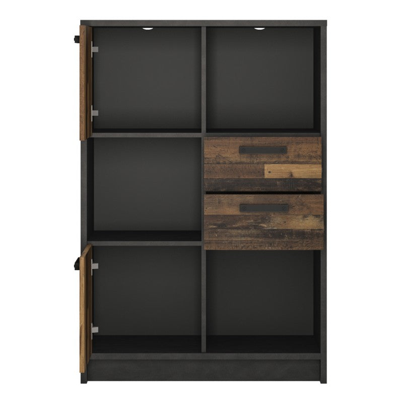 Brooklyn Walnut and Dark Matera Grey Low Bookcase