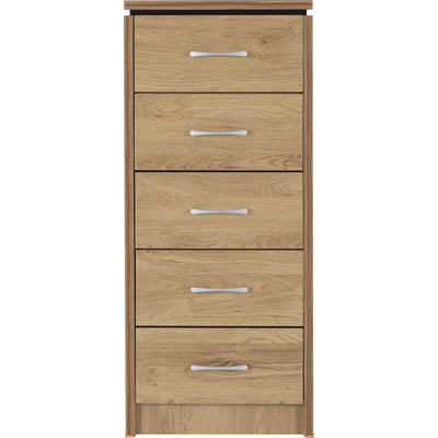 Charles Oak 5 Drawer Narrow Chest