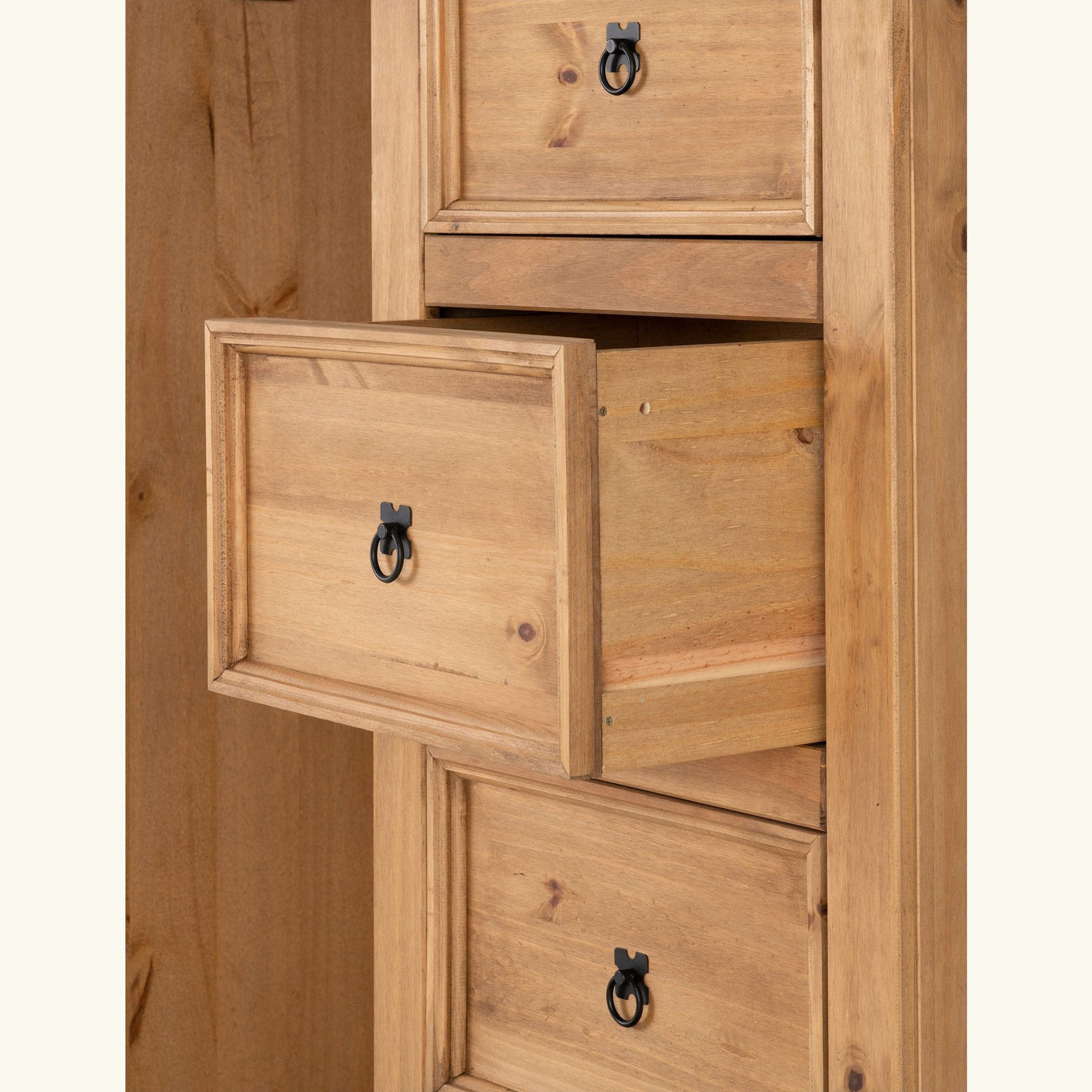 Corona Pine 1 Door 4 Drawer Low Wardrobe